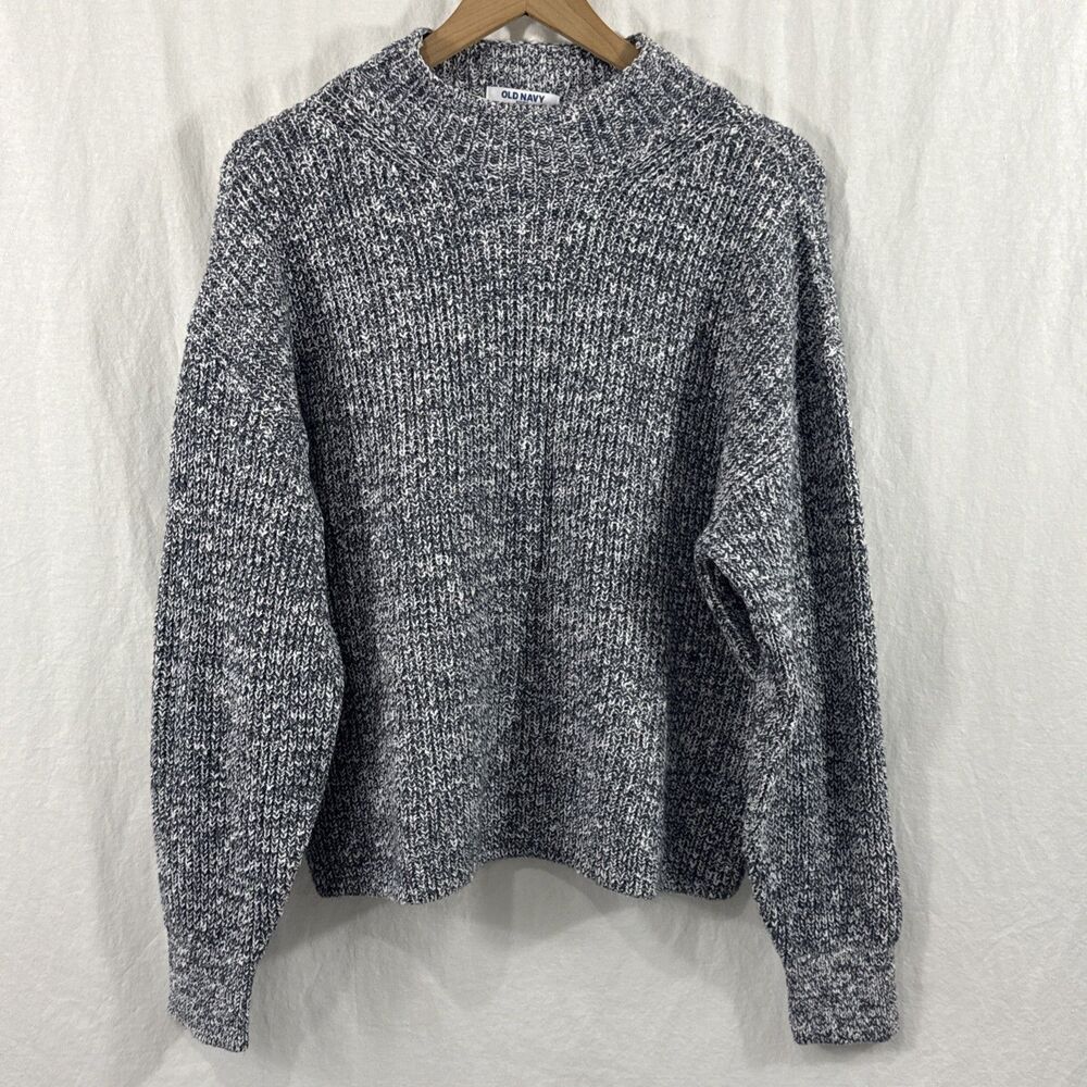 Old Navy Soft Mock Neck Cropped Sweater Womens Sz L Fall Preppy Comfort